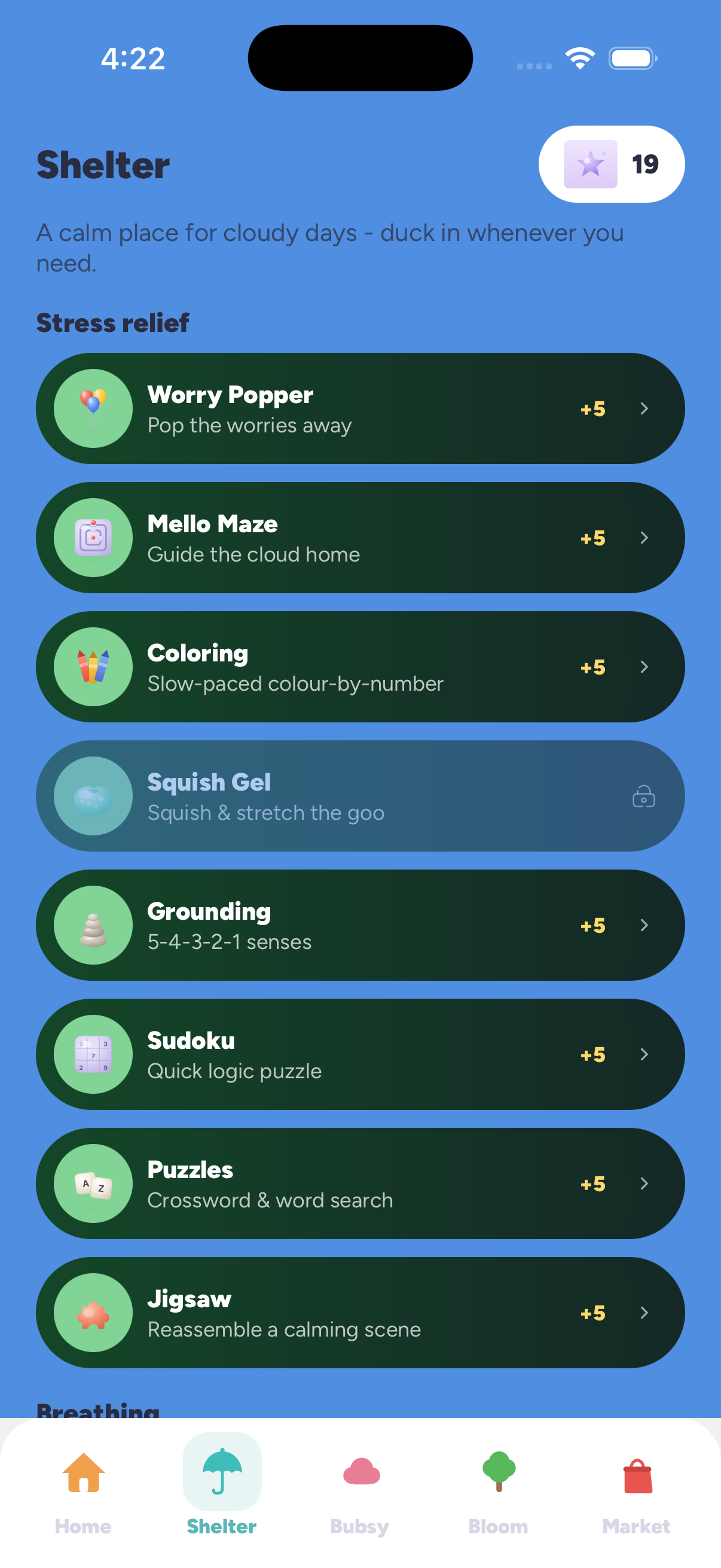 Mellow Stress Relief screen